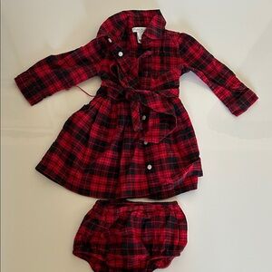 Ralph Lauren baby girl  Red Plaid Dress with Diaper Cover size 6 months